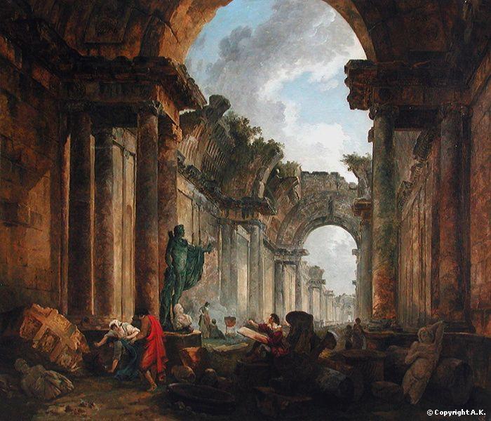 Vue imaginaire de la Grande Galerie du Louvre en ruine (Hubert Robert, 1796)