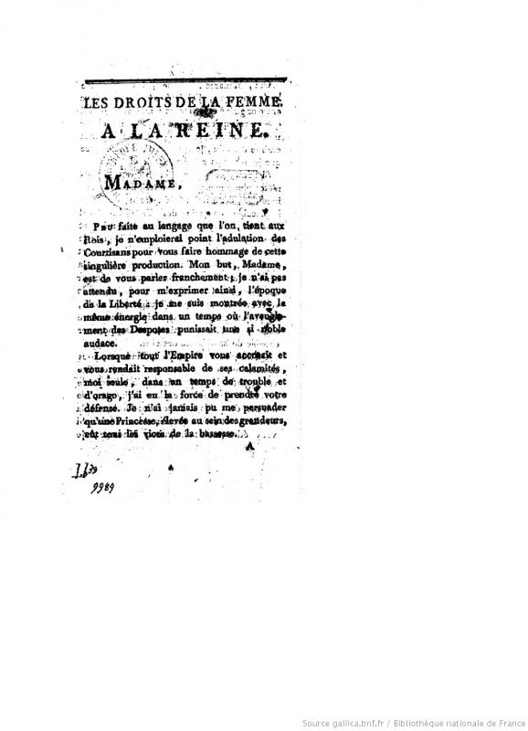 Les droits de la femme (0lympe de Gouges)