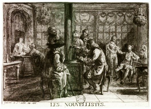 Les Nouvellistes (eau-forte de Saint-Aubin, BNF)