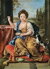 Mlle de Blois faisant des bulles de savon