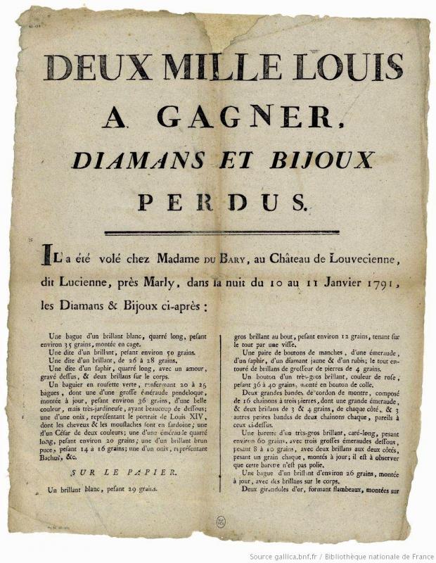 Vol des bijoux de Mme du Barry (BNF)